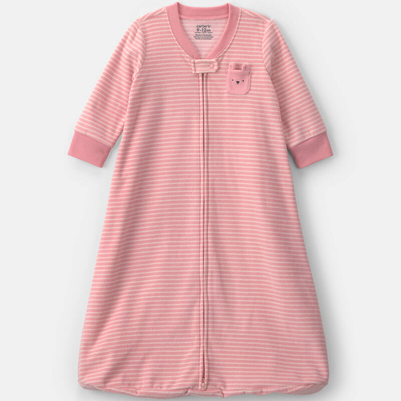 Baby Girl Striped Fleece Sleep Bag - Pink