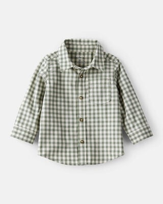 Baby Boy 2-Piece Polo Bodysuit & Plaid Short Set - Ivory/Grey