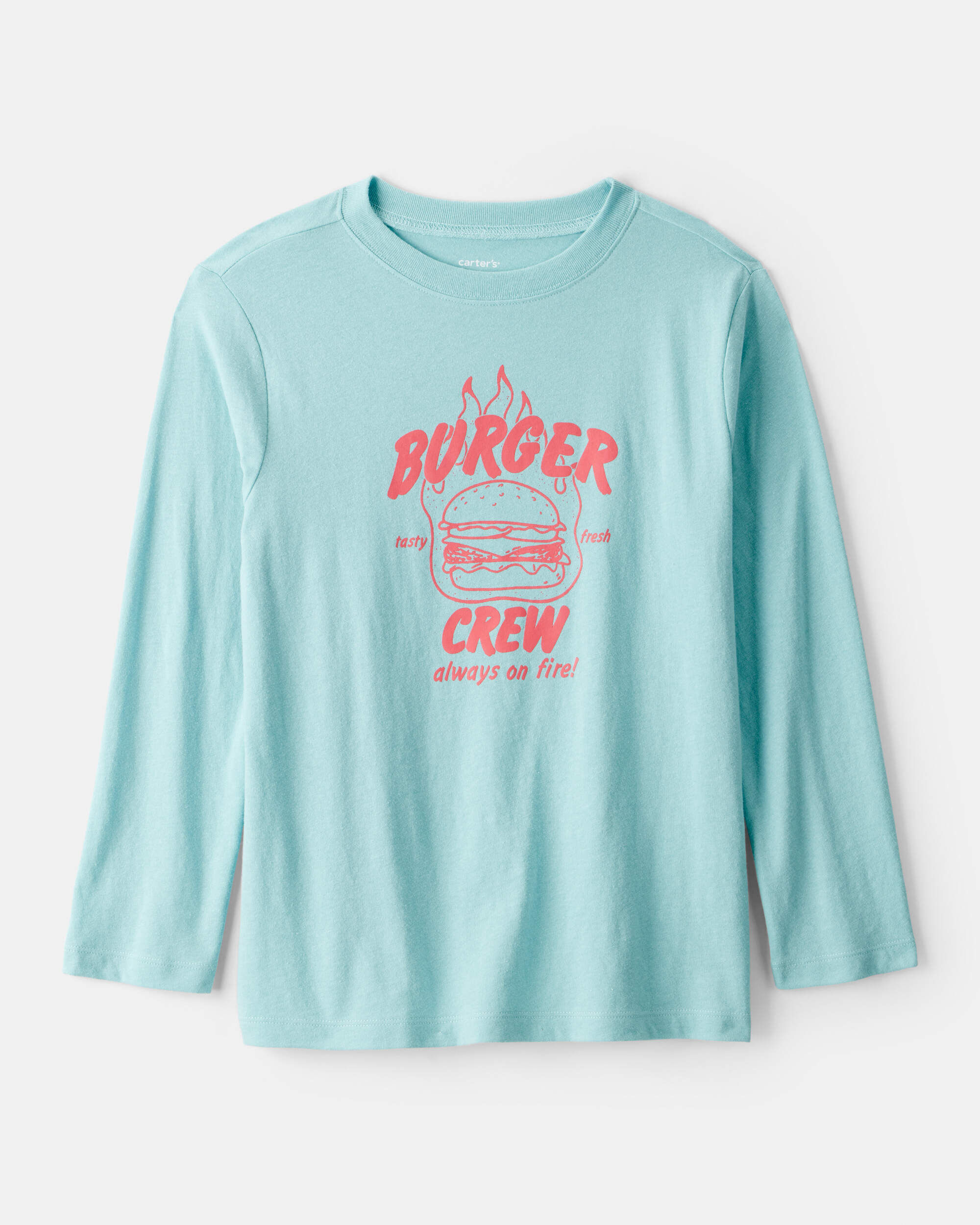 Carters kids burger crew long-sleeve graphic tee L Blue 4$