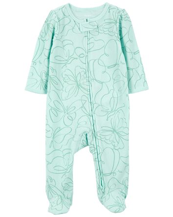 Baby Butterfly 2-Way Zip Cotton Blend Sleep & Play Pajamas
