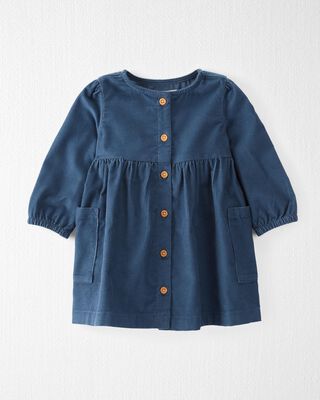 Product image 1 of Baby Organic Cotton Corduroy Pocket Dress in Dark Sea Blue