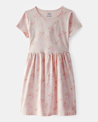 Product image 1 of Kid Horse Print Short-Sleeve Dress - Tan
