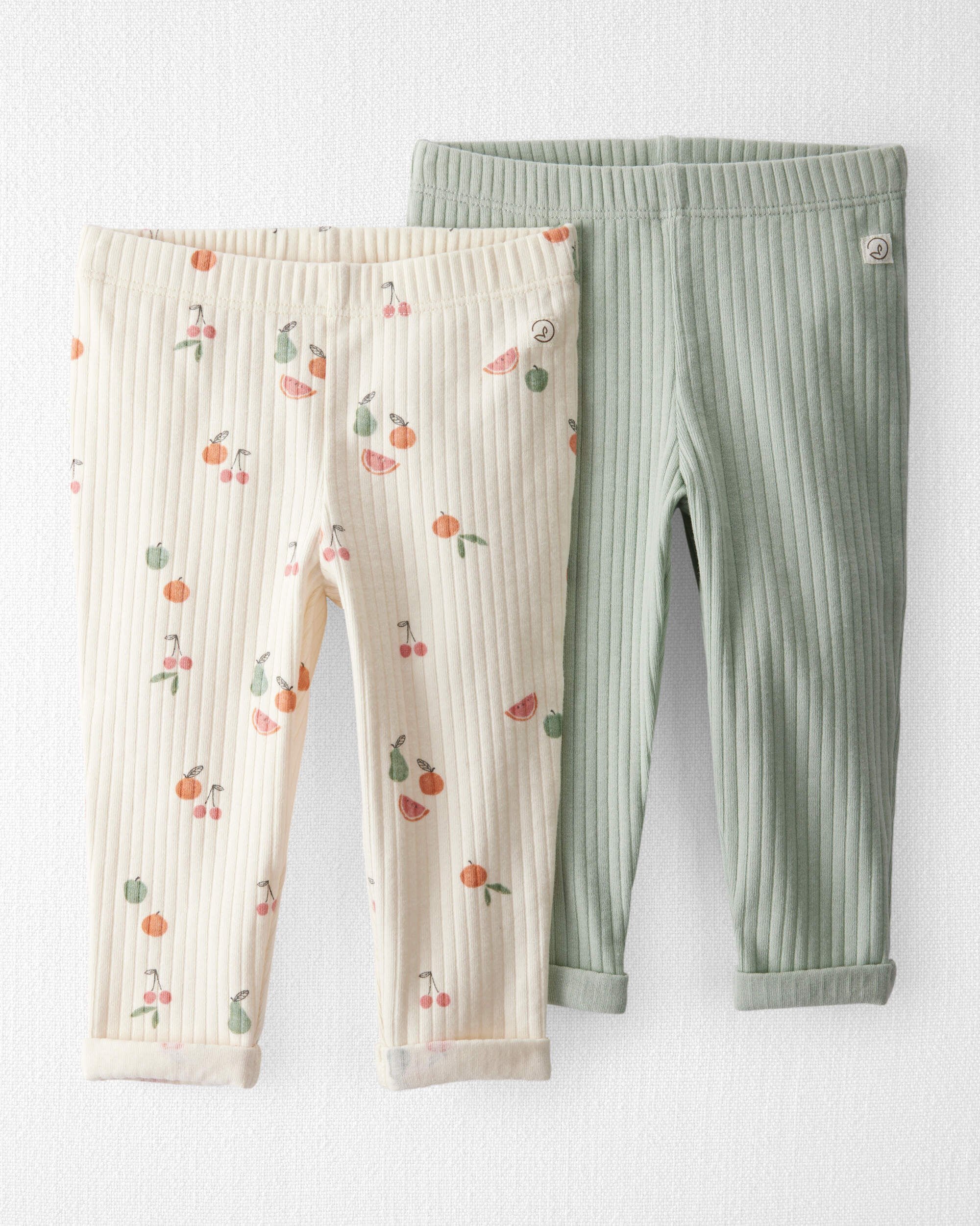 Baby Girl 2-Pack Organic Cotton Rib Leggings