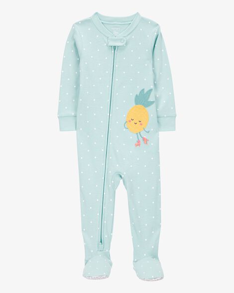 Product image 1 of Baby Girl 1-Piece Pineapple 100% Snug Fit Cotton Footie Pajamas - Green