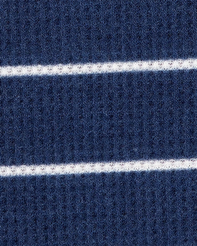 Product image 2 of Toddler Boy Striped Loose Fit Waffle Knit 2-Piece Pajamas - Navy