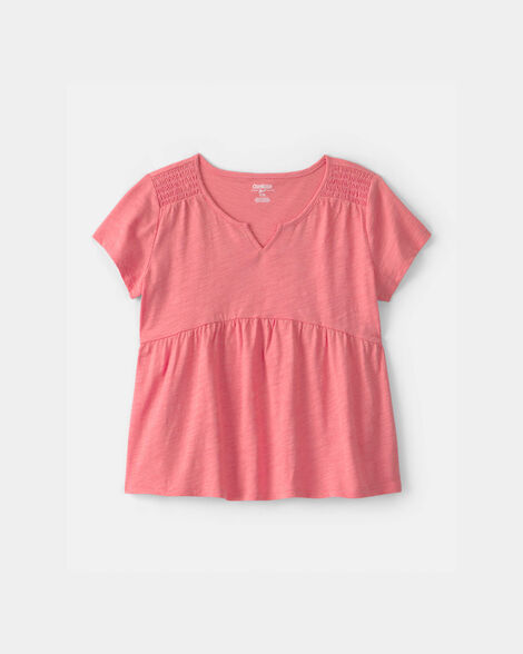 Girls Peplum Short-Sleeve Top - Coral
