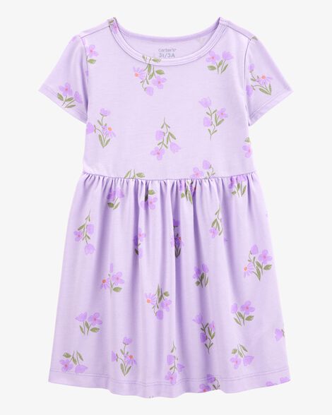  Product image 1 of Toddler Floral Short-Sleeve Dress - Purple