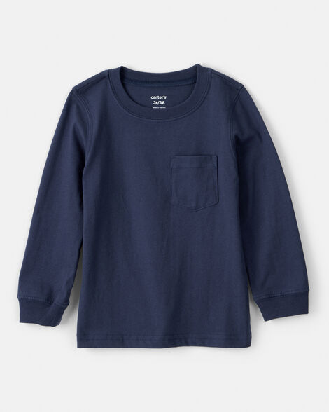 baby boy long-sleeve pocket tee - navy