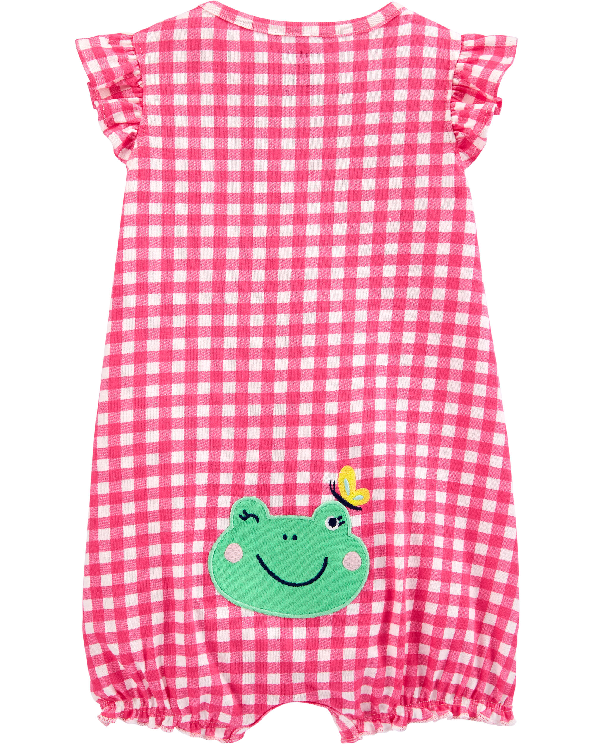 pink gingham romper