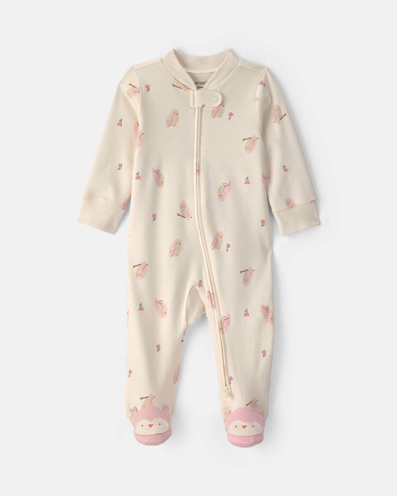 Carter's Baby Boys' Milk and Cookies Cotton 2-Way Zip Sleep & Play - Cream/Owl
