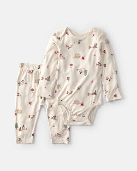 baby 2-piece north pole purelysoft™ long-sleeve bodysuit & pant set - cream