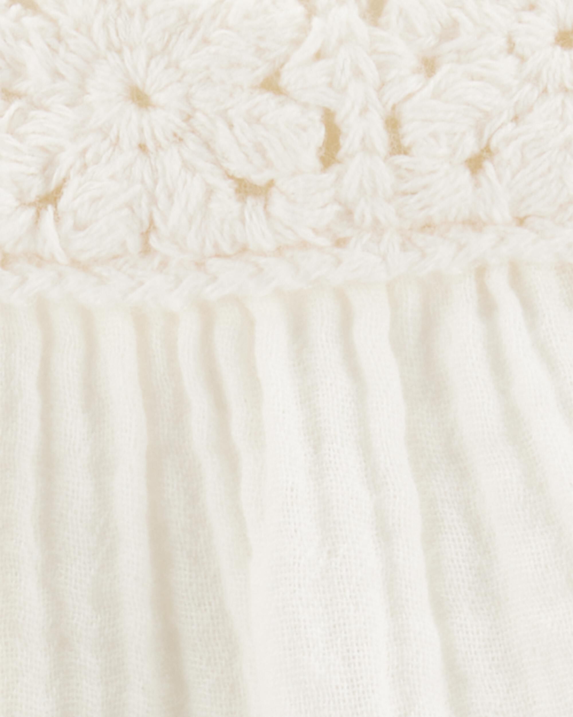 Toddler Gauze Crotchet Knit Tank - Ivory