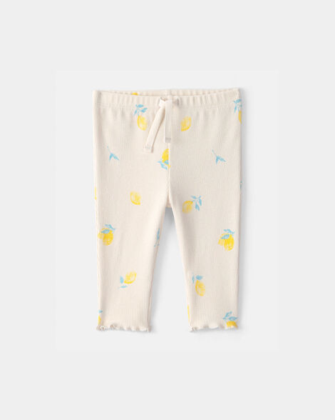 baby girl lemon rib pants - ivory