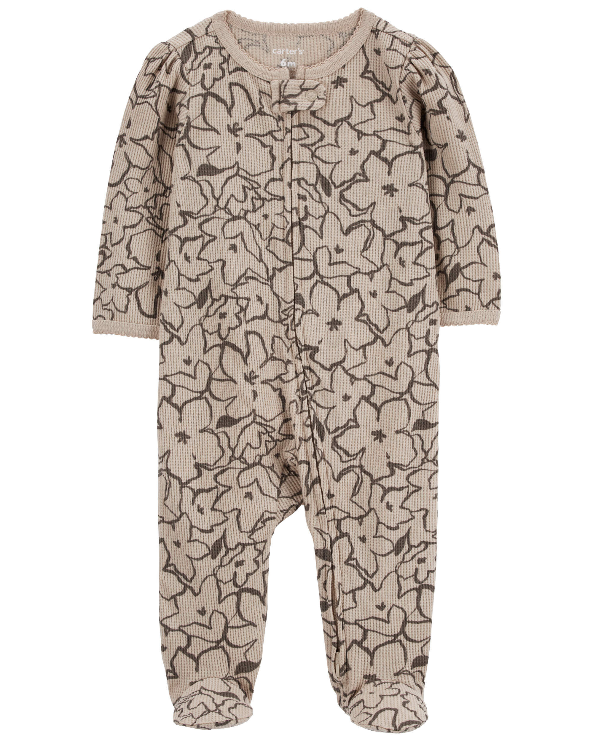 Baby Floral 2-Way Zip Cotton Sleep & Play Pajamas - Blue