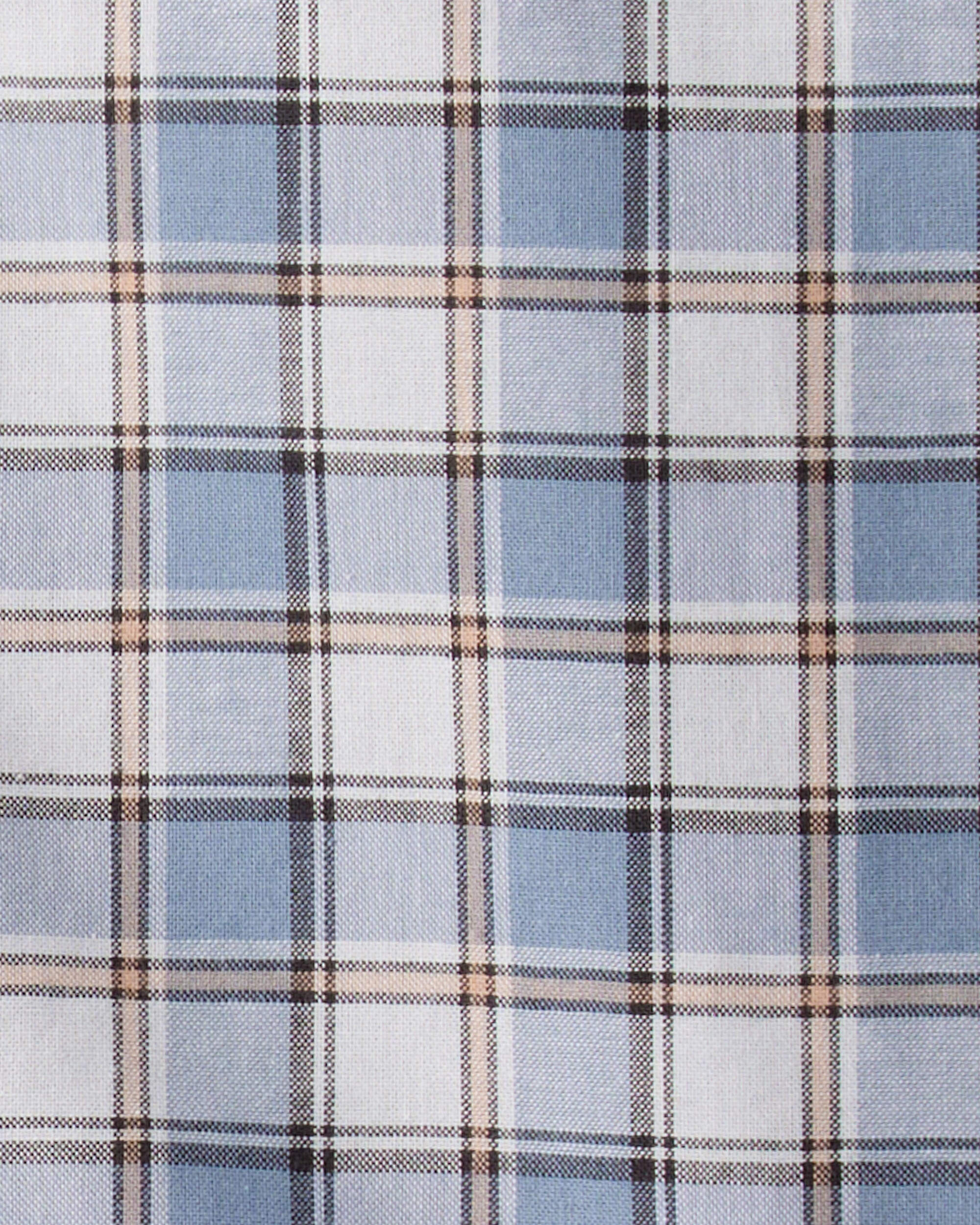 Toddler Boy Plaid Cotton Long-Sleeve Button-Down Shirt - Blue