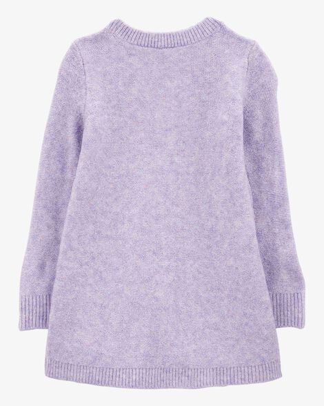 Product image 2 of Toddler Long-Sleeve Cable-Knit Sweater Dress - Purple