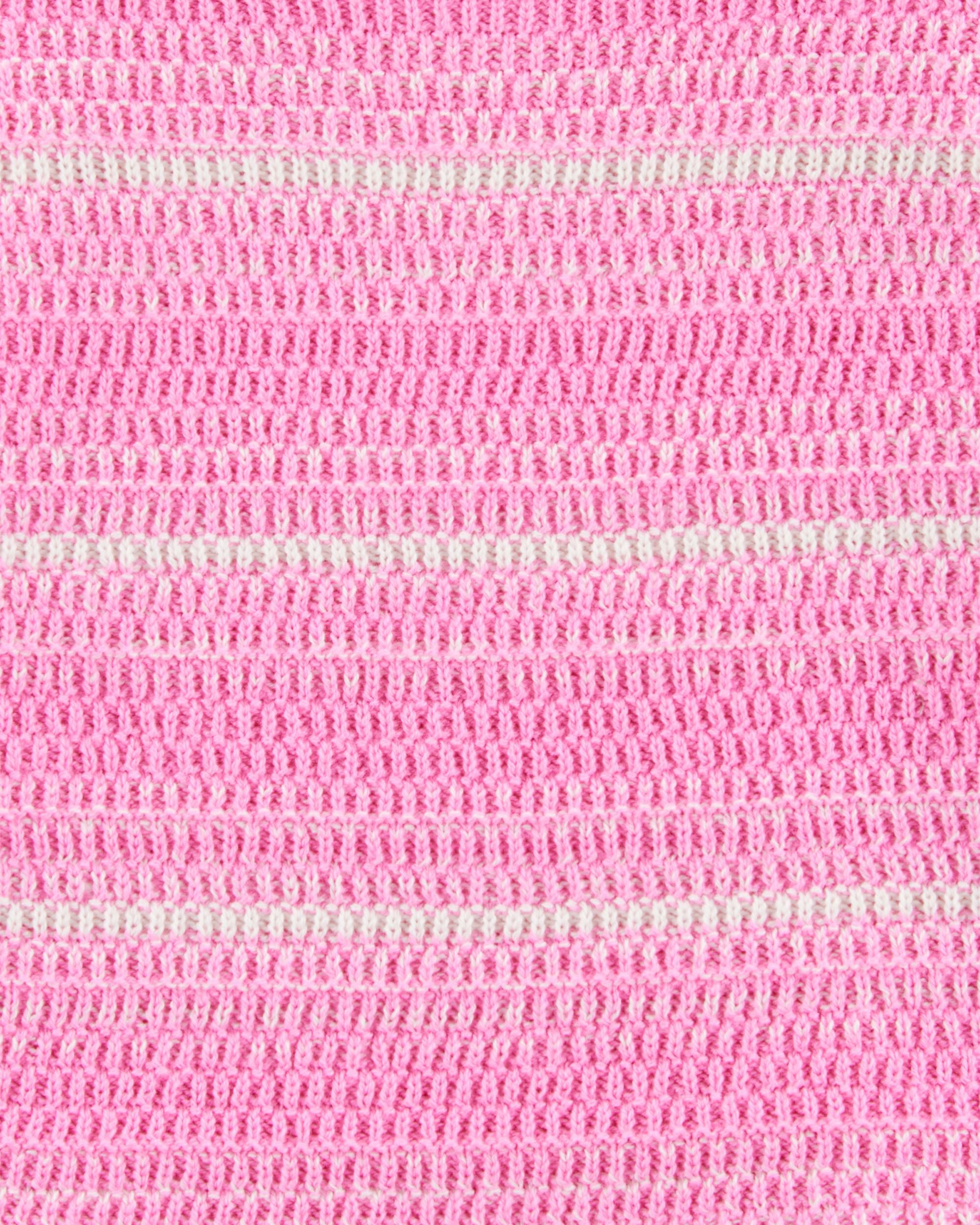Baby 2-Piece Striped Crotchet Knit Tank & Shorts Set - Pink