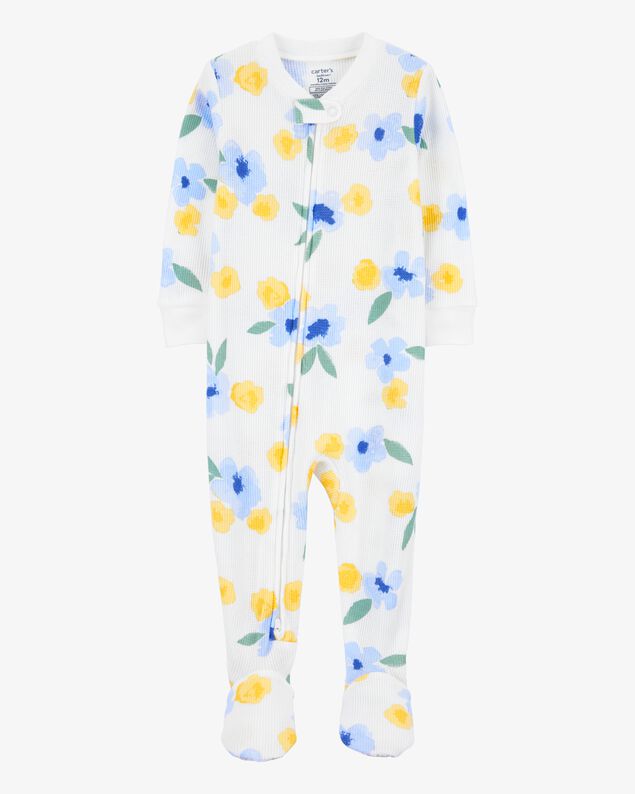 Product image 1 of Baby Girl Floral Waffle Knit Footie 1-Piece Pajamas