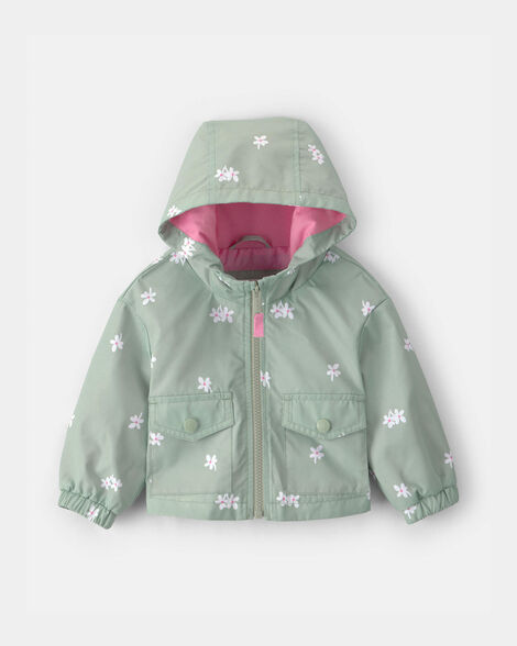 baby girl floral windbreaker - green