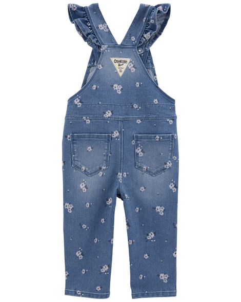Product image 2 of Baby Floral Print Ruffle Stretch Denim Overalls
