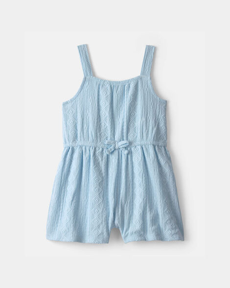 toddler girl textured romper - blue