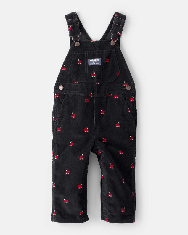 Product image 1 of Baby Boy Train Print Corduroy Overalls - Black
