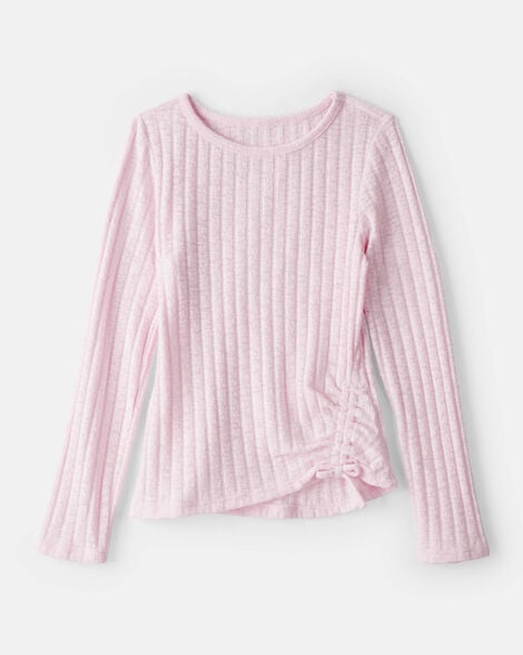 Girls Cinched Rib Top - Pink