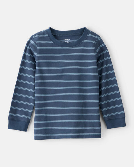 toddler boy striped long-sleeve tee - navy