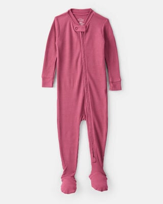 Product image 1 of Baby Girl PurelySoft Long-Sleeve 2-Way Zip 1-Piece Pajamas - Pink