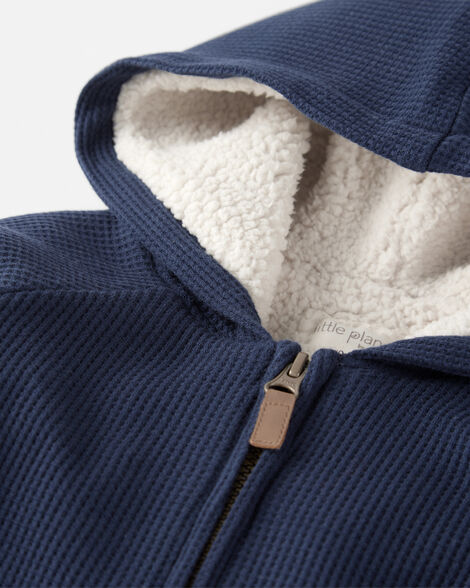 Baby Waffle Knit Hooded Jacket Made with Organic Cotton