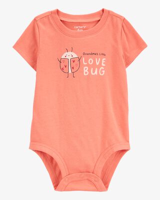Product image 1 of Baby Grandma's Little Love Bug Short-Sleeve Bodysuit - Peach
