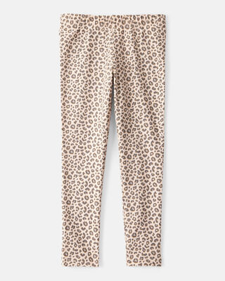 Product image 2 of Kid Cotton Leopard Stretch Leggings - Brown