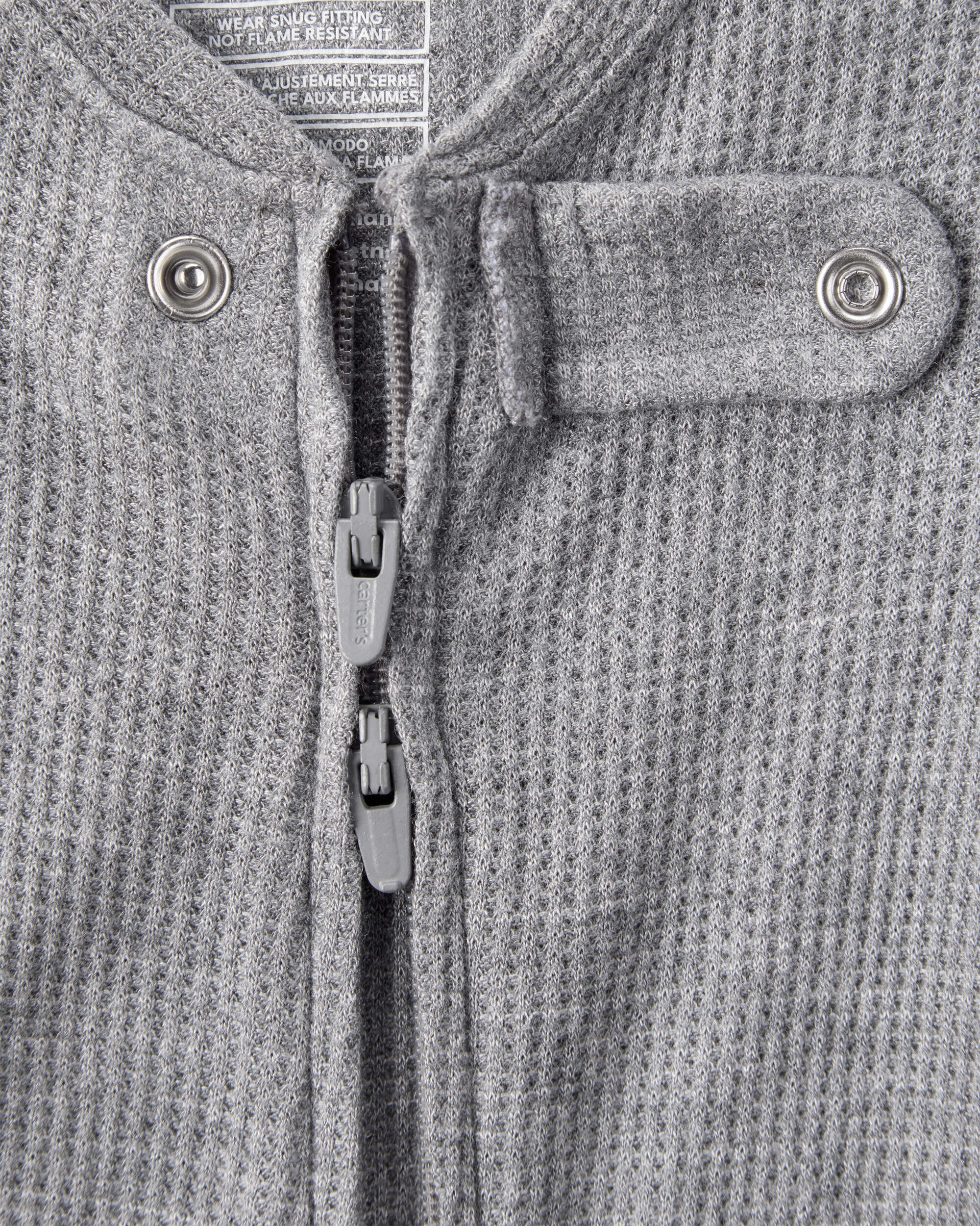 Baby Boy PurelySoft Long-Sleeve 2-Way Zip 1-Piece Pajamas - Grey