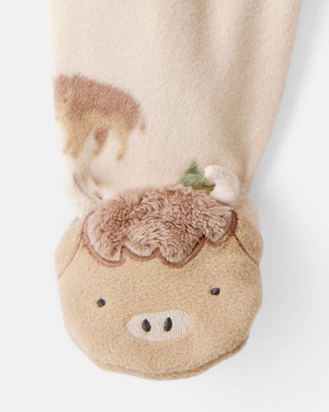 Product image 4 of Baby Boy Buffalo Print Loose Fit Long-Sleeve Sleep & Play Pajamas - Brown