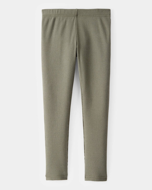 Product image 2 of Kid Solid Cotton Ribbed Stretch Leggings - Green