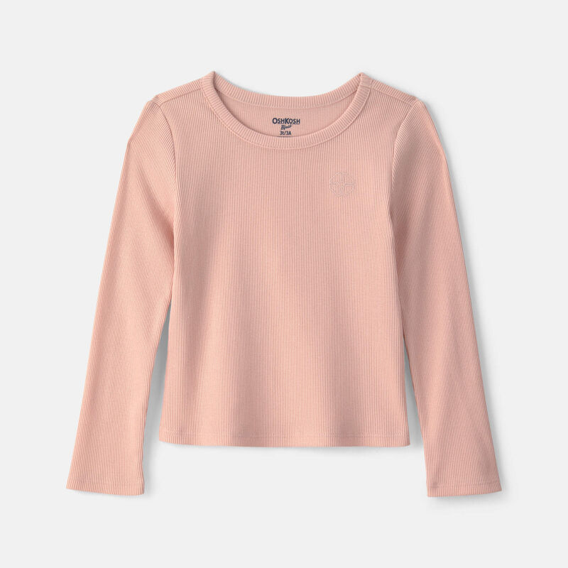 Toddler Girl Long-Sleeve Rib Top - Pink