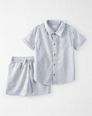 Product image 1 of Kid 2-Piece Organic Cotton Gauze Checkered-Print Set