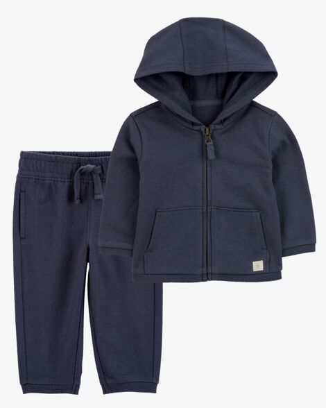 Product image 1 of Baby 2-Piece French Terry Hoodie & Joggers Set - Navy