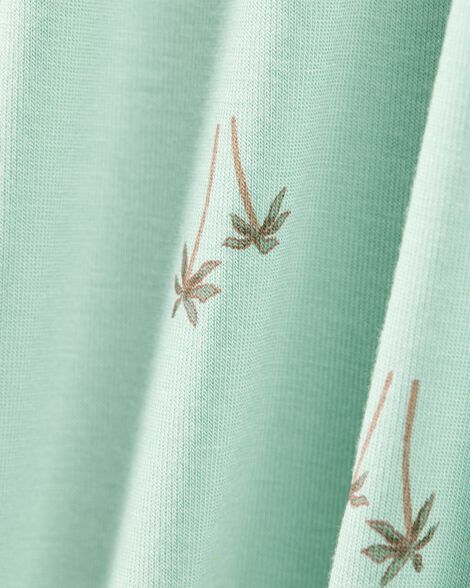  Product image 5 of Baby Palm Tree Print 2-Way Zip PurelySoft Convertible Foot Sleep & Play Pajamas - Mint