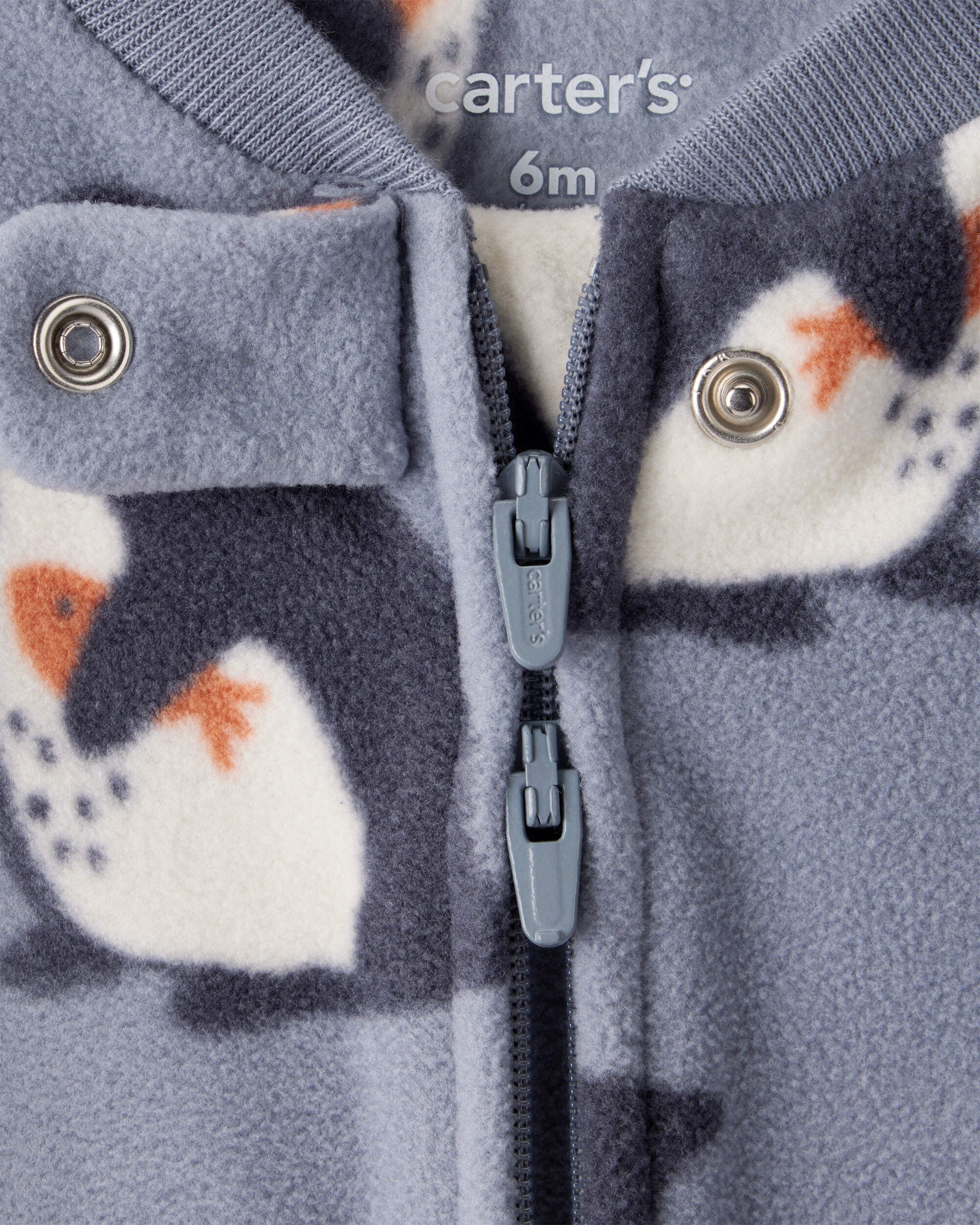 Baby Boy Penguin DreamPlush Snug Fit 2-Way Zip Sleep & Play Pajamas - Grey