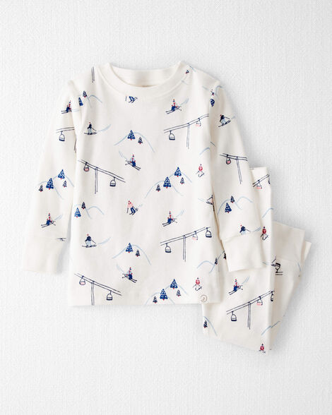 Baby Organic Cotton Pajamas in Snowy Slopes Print
