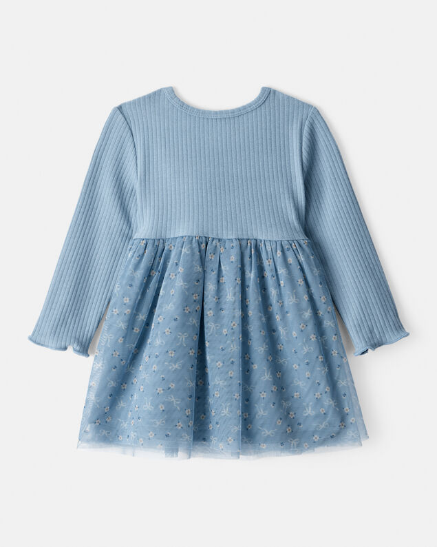 Product image 2 of Baby Girl Floral Print Long-Sleeve Dress - Blue