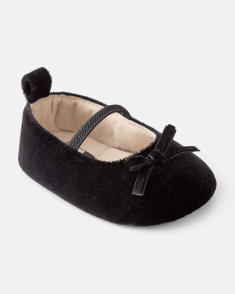 baby girl bow mary jane dress shoes - black