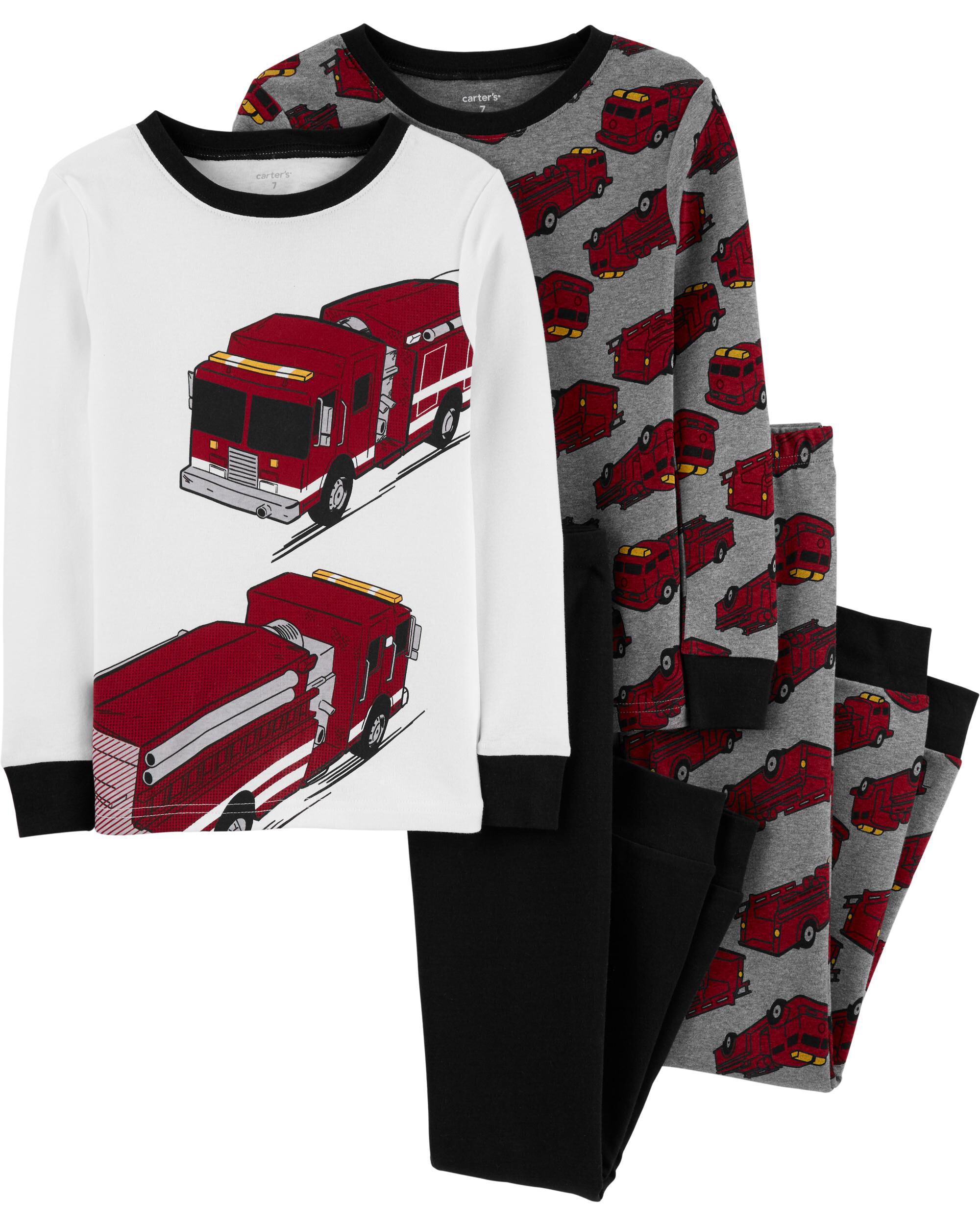 Carter/'s Boys/' One Piece Snug Fit Cotton Pajamas Blue Red Firetruck 6M 2T 4T