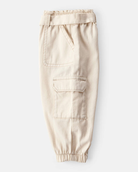 Product image 3 of Baby Girl Cotton Cargo Joggers - Ivory