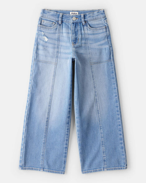 Girls Denim Wide-Leg Jeans - Light Wash