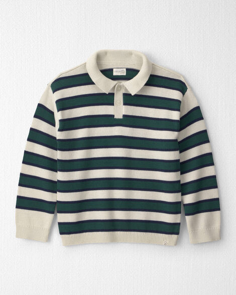 Boys Organic Cotton Sweater Knit Polo in Stripes