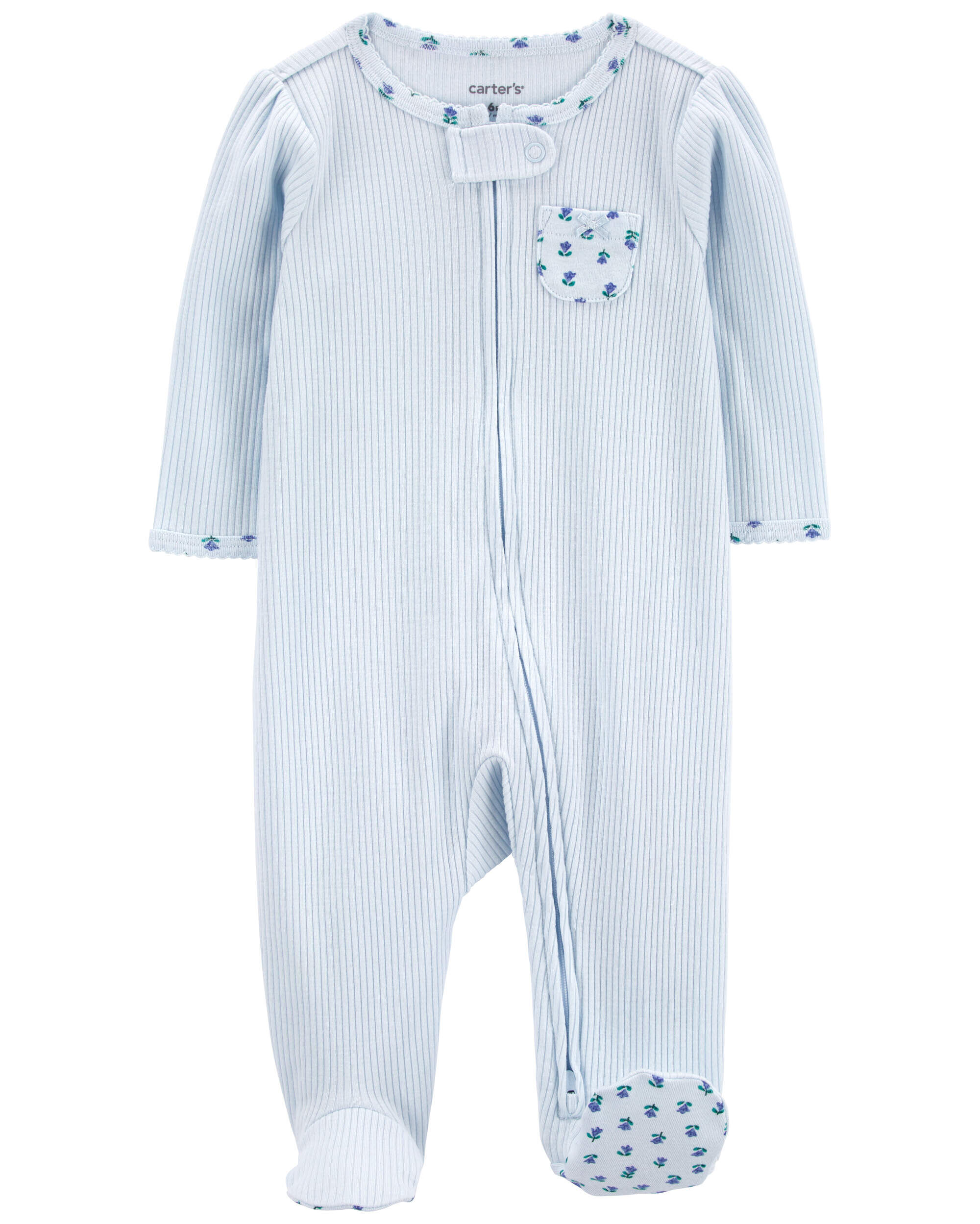 Baby Floral 2-Way Zip Ribbed Sleep & Play Pajamas - Carter's