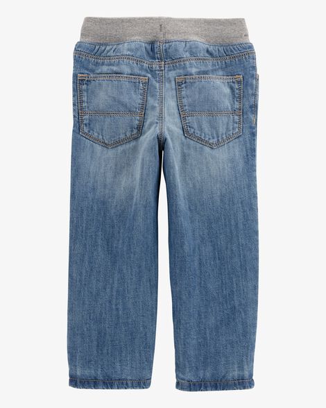 Product image 4 of Toddler Drawstring Fleece-Lined Jeans - Blue