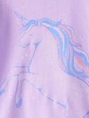 Toddler Girl Unicorn Print 100% Cotton Long-Sleeve 4-Piece Pajamas - Purple